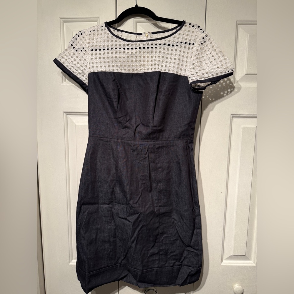 Donna Morgan Denim & Eyelet Dress